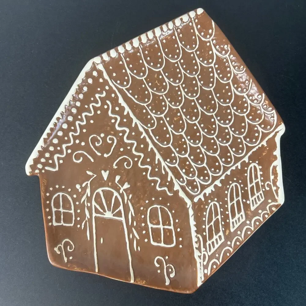 Pottery Barn Gingerbread House Serving Tray Large Christmas Platter 14” Holiday
